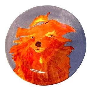 Anthropologie 8"‎ Salad Plate Dog "Bianca" by Carole Akins